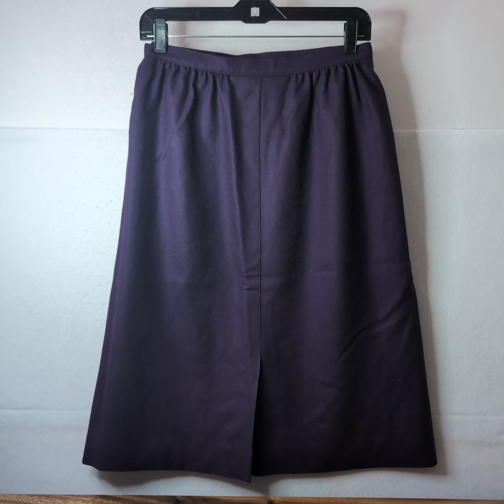 Vtg Pendleton Petite Purple Pure Virgin Wool Midi Skirt 12P USA Dark Academia